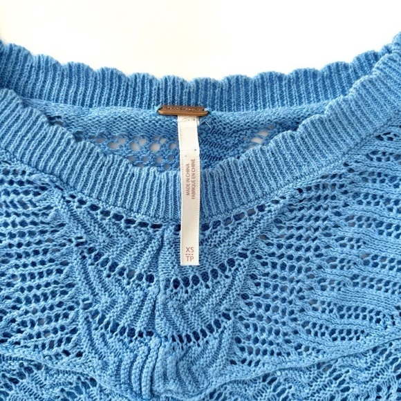 Free People | Colette Crochet Ribbed long Sleeve Blue Size XS - Picture 6 of 9